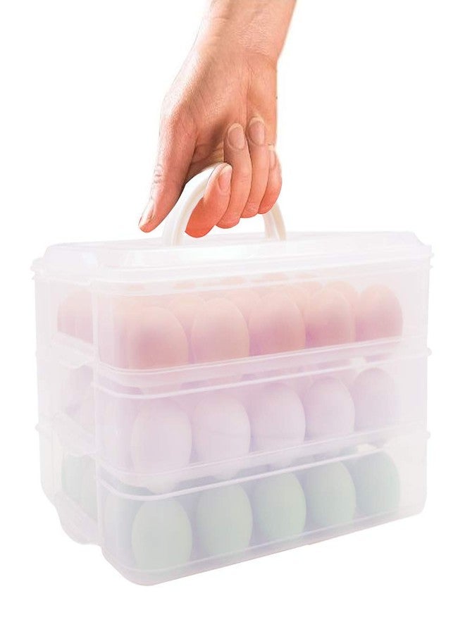 Flipco Egg Holder, 3-Layer Deviled Egg Tray with Lid Egg Carrier Box Dispenser Container with Handle for 72 Eggs - Image 3